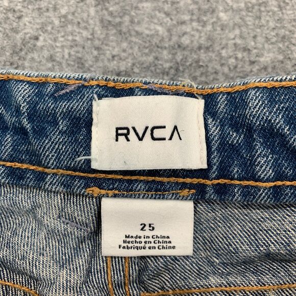 RVCA Jean Women 25 Indigo Worn Kewl Kid Anp Denim Boyfriend Embroidered Rip Knee - Picture 6 of 15